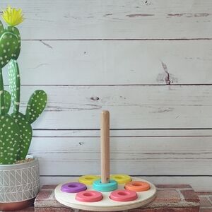 LOVEVERY Flexible Colorful Wooden Stacking Ring Toy Baby Development Montessori‎